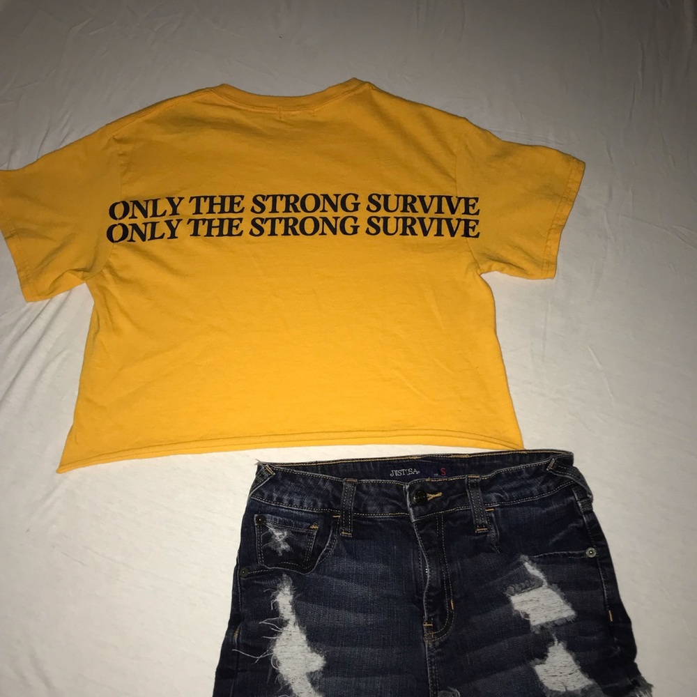 Mustard yellow crop tee